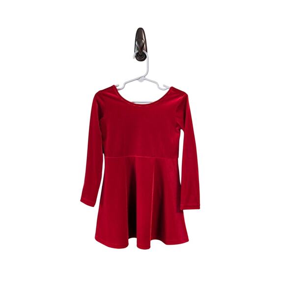 The Children's Place Velour Skater Dress 18-24 Months Red Long Sleeve Christmas - Picture 5 of 8